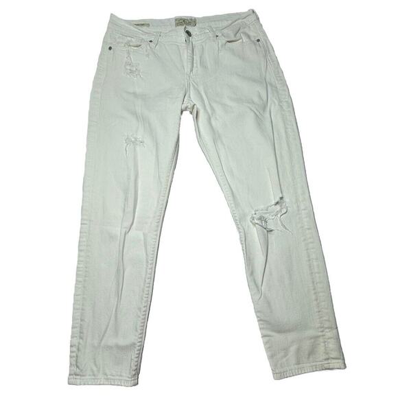Lucky Brand Women's White Distressed Brooke Capri Denim Jeans - Size 6 (28x26) - Picture 1 of 8